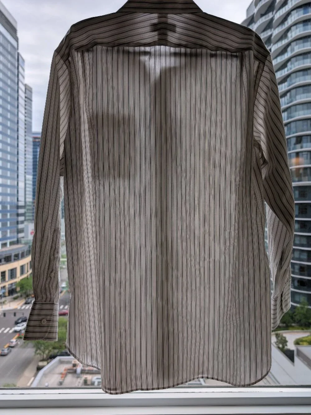 NWT John W. Nordstrom Stripe Collared Shirt 17 Neck Egyptian Cotton Wrinkle Free